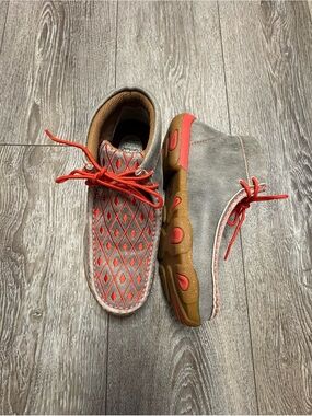 Twisted X Gray Brown and Coral Comfort Insole Sneaker